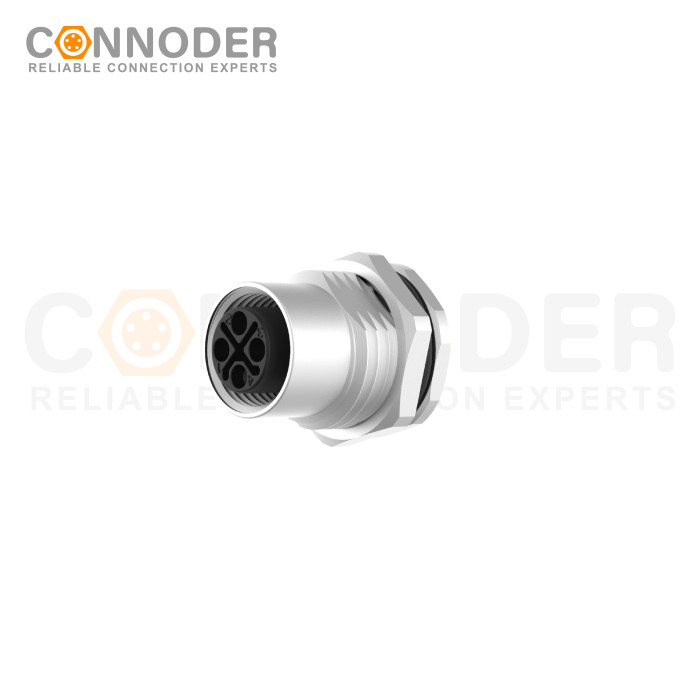 M12 S Coded Sensor connector Circular Connector-Panel Mount,Solder Connection,Female,M16x1.5, Front Fastened,Factory