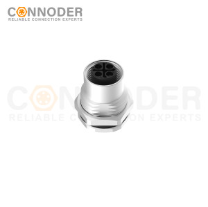 M12 S Coded Sensor connector Circular Connector-Panel Mount,Solder Connection,Female,M16x1.5, Front Fastened,Factory