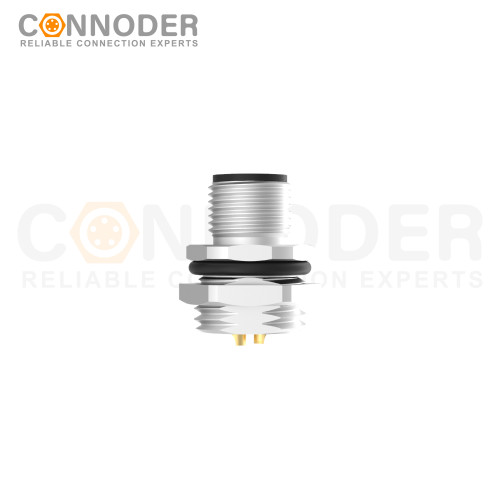 M12 T coded Male Circular Connector-Panel Mount,Solder Connection,M16x1.5, Rear Fastened