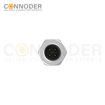 High-Quality M12 T Coded Male 2+PE Circular Connector | OEM & ODM Wholesale, Panel Mount, Solder Connection, M16x1.5, Rear Fastened - Tailored for Distributors and Bulk Buyers