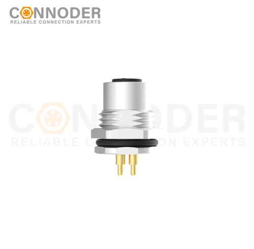 M12 T Coded Sensor connector Circular Connector-Panel Mount,Solder Connection,Female,M16x1.5, Front Fastened,Factory