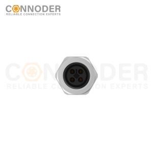 OEM & ODM Wholesale M12 T Coded Female 3+PE Circular Connector - Panel Mount, Solder Connection, M16x1.5, Rear Fastened for Industrial Applications