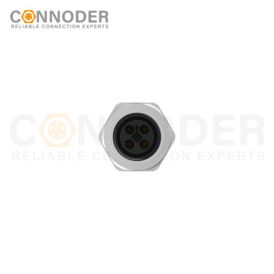 OEM & ODM Wholesale M12 T Coded Female 3+PE Circular Connector - Panel Mount, Solder Connection, M16x1.5, Rear Fastened for Industrial Applications