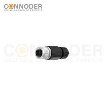 M12 T Coded Female Straight Circular Connector-Field Wireable,Solder  Connection,PG7