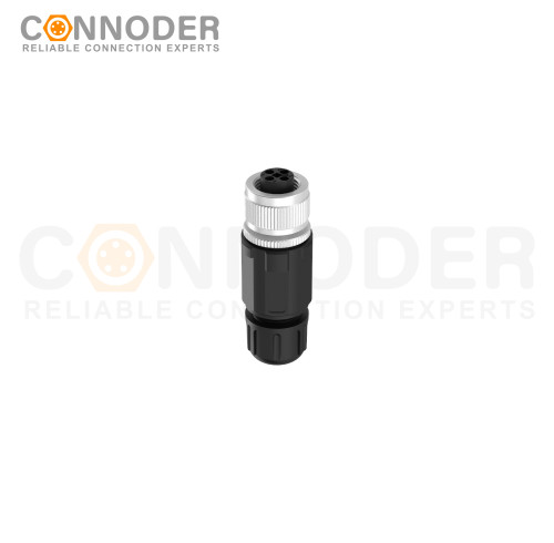 M12 T Coded Female Straight Circular Connector-Field Wireable,Solder  Connection,PG7