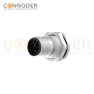 M12 L Coded Male Circular Connector-Panel Mount,Solder Connection,M16x1.5, Front Fastened