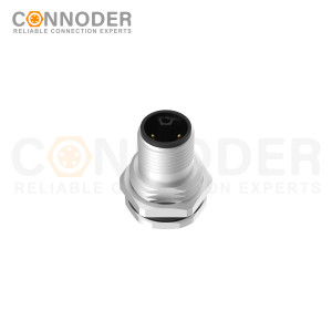 M12 L Coded Male Circular Connector-Panel Mount,Solder Connection,M16x1.5, Front Fastened