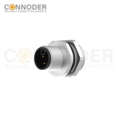 M12 L coded Male Circular Connector-Panel Mount,Solder Connection,M16x1.5, Rear Fastened
