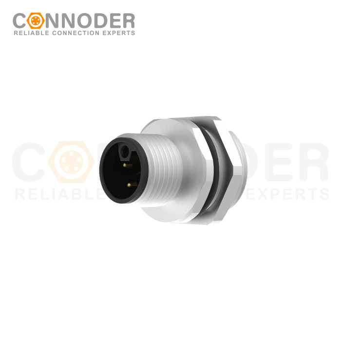 M12 L coded Male Circular Connector-Panel Mount,Solder Connection,M16x1.5, Rear Fastened