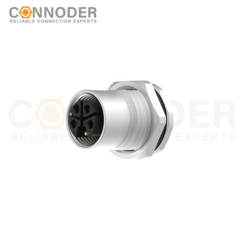 M12 L Coded Sensor connector Circular Connector-Panel Mount,Solder Connection,Female,M16x1.5, Front Fastened,Factory