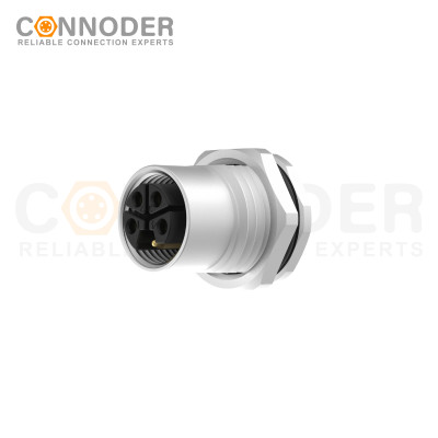 M12 L Coded Sensor connector Circular Connector-Panel Mount,Solder Connection,Female,M16x1.5, Front Fastened,Factory