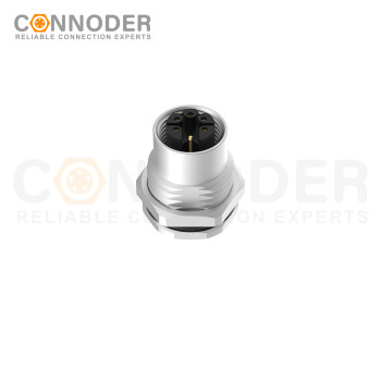 Wholesale M12 M Coded Female 4+PE Circular Connector | Panel Mount,Solder Connection,M16x1.5, Front Fastened
