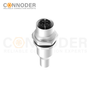 M12 X Coded Female Circular Connector-Panel Mount,Solder Connection,M16x1.5, Front Fastened,Shielded