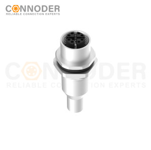M12 X Coded Female Circular Connector-Panel Mount,Solder Connection,M16x1.5, Rear Fastened,Shielded