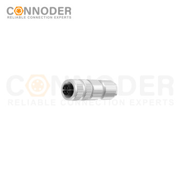 M12 X Coded Female Straight Circular Connector-Metal Assembled,Field Wireable,Screw Connection,Shielded,PG7