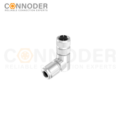 M12 X Code Female Angle Circular Connector-Metal Assembled,Field Wireable,Screw Connection,Shielded,PG7