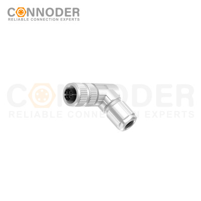 M12 X Code Female Angle Circular Connector-Metal Assembled,Field Wireable,Screw Connection,Shielded,PG7