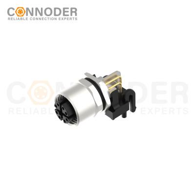 High Quality M12 X Coded Female 8 Pin Circular Connector - Panel Mount, PCB Dip-solder, Front Fastened, M12x1.0 | OEM & ODM Wholesale Services for Industrial Cable Connectors