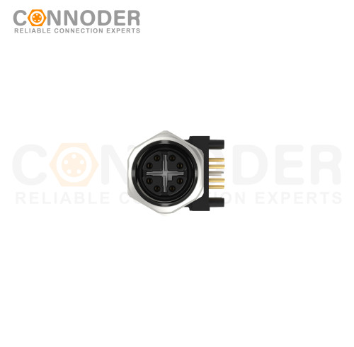 High Quality M12 X Coded Female 8 Pin Circular Connector - Panel Mount, PCB Dip-solder, Front Fastened, M12x1.0 | OEM & ODM Wholesale Services for Industrial Cable Connectors