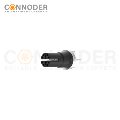 M12 X Coded Female Angle Circular Connector-Panel Mount, SMD Dip-solder Connection,M12x1.0,