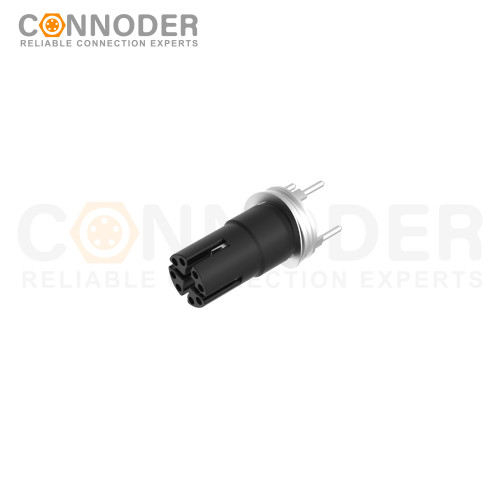 M12 X Coded Female Angle Circular Connector-Panel Mount, SMD Dip-solder Connection,M12x1.0,
