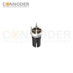 M12 X Coded Female Angle Circular Connector-Panel Mount, SMD Dip-solder Connection,M12x1.0,