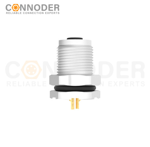 M5 3 Pin Female Circular Connector-Panel Mount,Solder Connectio, Front Fastened