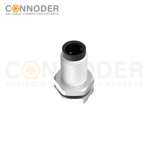 M5 3 Pin Circular Connectors Board Rear Mount Male Socket PCB Style, Solder, Front Fastened