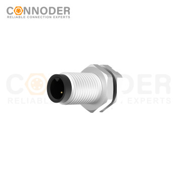 M5 3 Pin Male Circular Connector-Panel Mount,Solder Connectio, Front Fastened