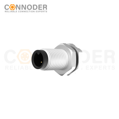 M5 3 Pin Male Circular Connector-Panel Mount,Solder Connectio, Front Fastened