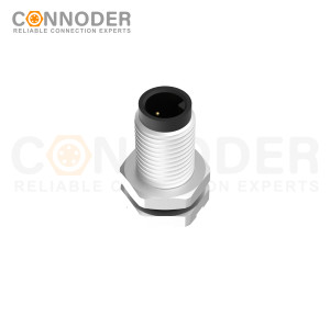 M5 3 Pin Male Circular Connector-Panel Mount,Solder Connectio, Front Fastened