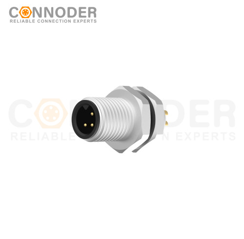 M5 3 Pin Male Circular Connector-Panel Mount,Solder Connection, Rear Fastened