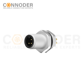 M5 3 Pin Male Circular Connector-Panel Mount,Solder Connection, Rear Fastened
