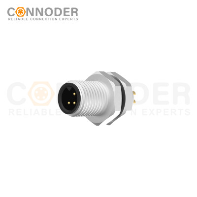 M5 3 Pin Male Circular Connector-Panel Mount,Solder Connection, Rear Fastened
