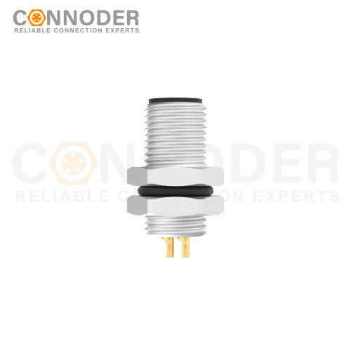 M5 3 Pin Male Circular Connector-Panel Mount,Solder Connection, Rear Fastened
