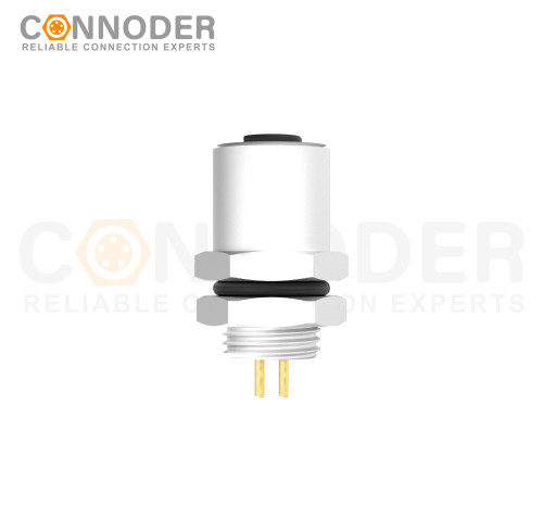M5 3 Pin Circular Connectors Board Front Mount Female Socket PCB Style, Solder, Rear Fastened
