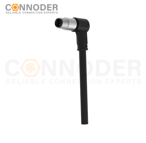 M5 Male Sensor Connecting-Right Angle Overmolded Cable,UL, PUR, black,Solder Connection,A code