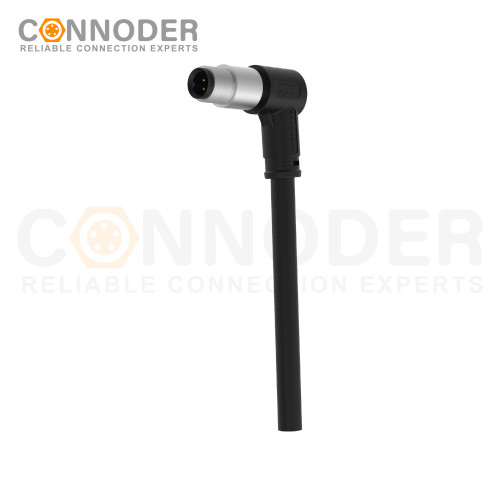 M5 Male Sensor Connecting-Right Angle Overmolded Cable,UL, PUR, black,Solder Connection,A code