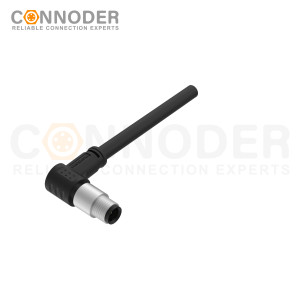 M5 Male Sensor Connecting-Right Angle Overmolded Cable,UL, PUR, black,Solder Connection,A code