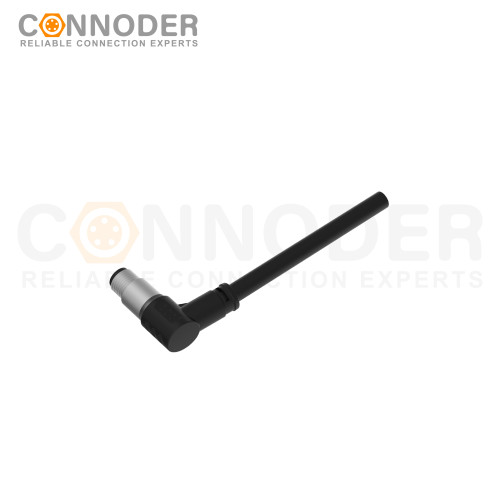 M5 Male Sensor Connecting-Right Angle Overmolded Cable,UL, PUR, black,Solder Connection,A code