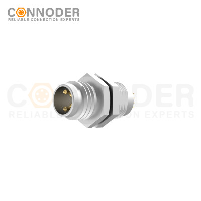 M8 3 Pin Male Circular Connector-Panel Mount,Solder Connectio,M8*0.5, Rear Fastened