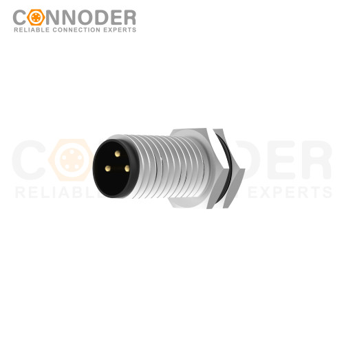 M8 Male Circular Connector-Panel Mount,Solder Connection,D code,M8*0.5, Front Fastened