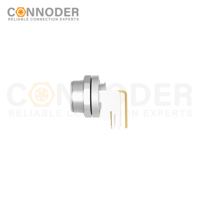 M9 8 Pin Circular Connectors Board Front Mount Female Socket PCB Style, Solder, Rear Fastened