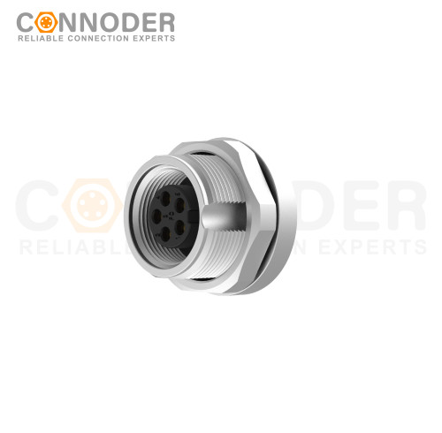 M9 5 Pin Circular Connectors Rear Mount Female Solder Connectio, Front Fastened