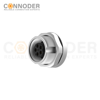 M9 5 Pin Circular Connectors Rear Mount Female Solder Connectio, Front Fastened
