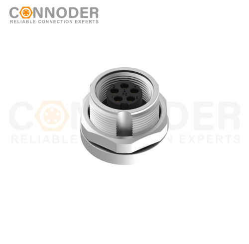 M9 5 Pin Circular Connectors Rear Mount Female Solder Connectio, Front Fastened