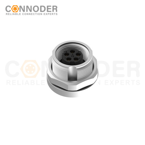 M9 5 Pin Circular Connectors Rear Mount Female Solder Connectio, Front Fastened