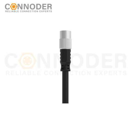 M9 Female Cable Connector-Straight Overmolded Cable,UL, PUR, black,Solder Connection,A code,