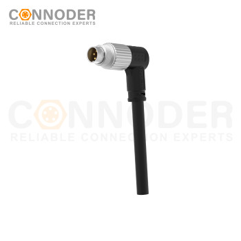 M9 Male Sensor Connecting-Right Angle Overmolded Cable,UL, PUR, black,Solder Connection
