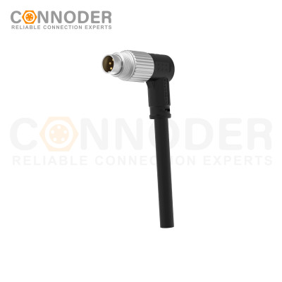 M9 Male Sensor Connecting-Right Angle Overmolded Cable,UL, PUR, black,Solder Connection